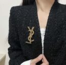 Saint Laurent圣罗兰金色YSL胸针