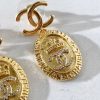 CHANEL香奈儿金色双c皇冠耳钉耳环