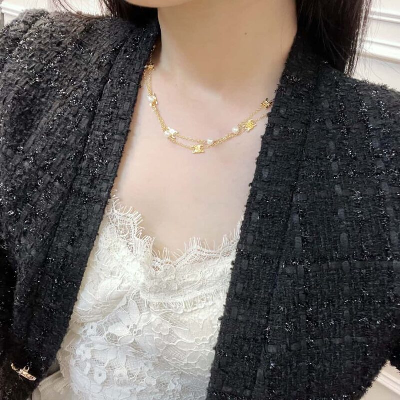 Celine瑟琳双层凯旋门珍珠项链 - Image 7