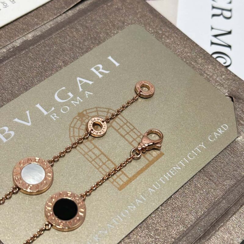 ☀BVLGARI宝格丽圆饼四花手链 ☀️玫瑰金色白贝母 黑玛瑙 ☀️可适合15-19cm手围 - Image 12