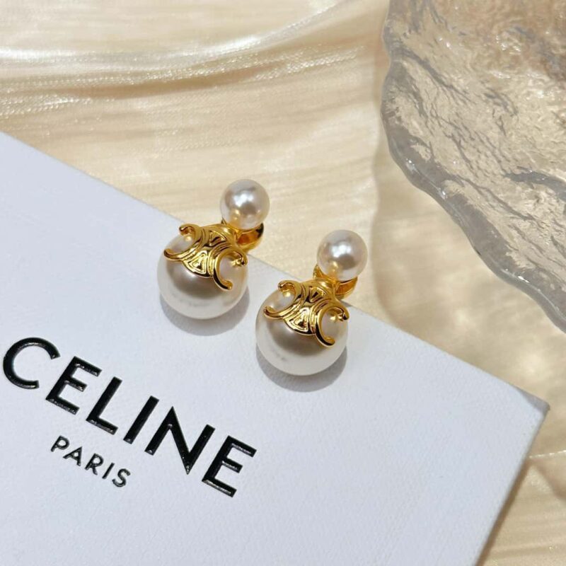 ☀️☑️ Celine瑟琳凯旋门珍珠耳钉耳环 ☀️ - Image 6