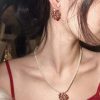☑️Dior Tribales 粉色桃心爱心花朵耳钉耳坏