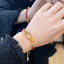 【款式】DIOR迪奥金色CD LOCK红绳手链手绳