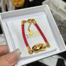 【款式】DIOR迪奥金色CD LOCK红绳手链手绳