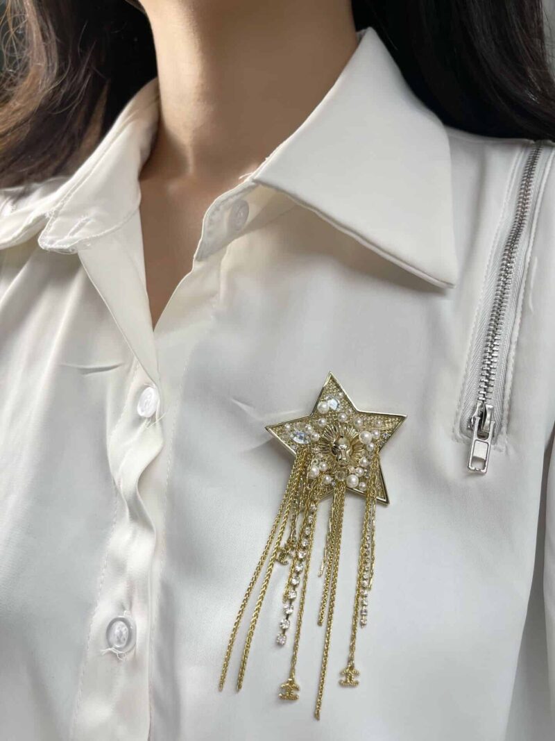 CHANEL香奈儿双c五角星流苏胸针 - Image 4