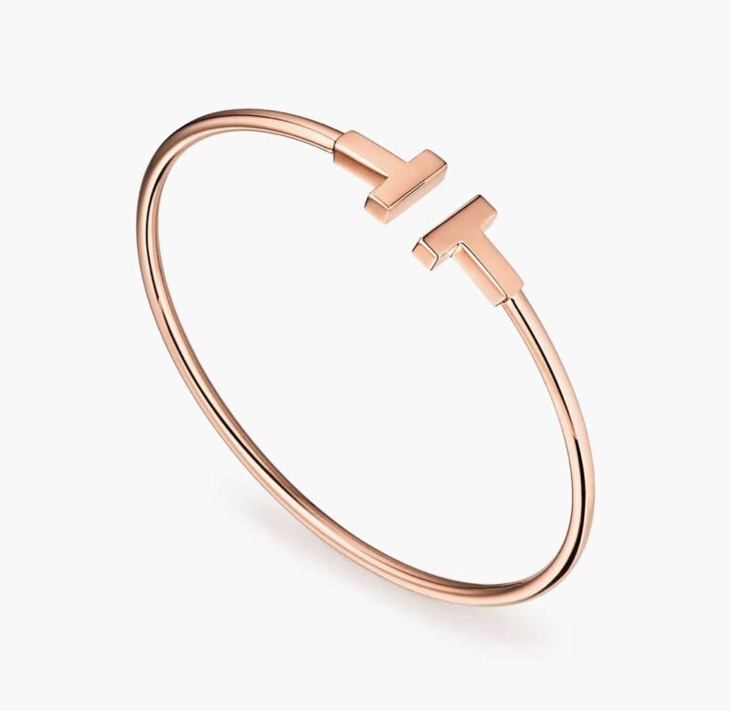 光面 ☀️Tiffany&co 蒂芙尼 经典款T字系列 光面银色玫瑰金双T手镯 ☀️ - Image 7