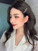 20CHANEL香奈儿双c黑皮绳发夹发卡