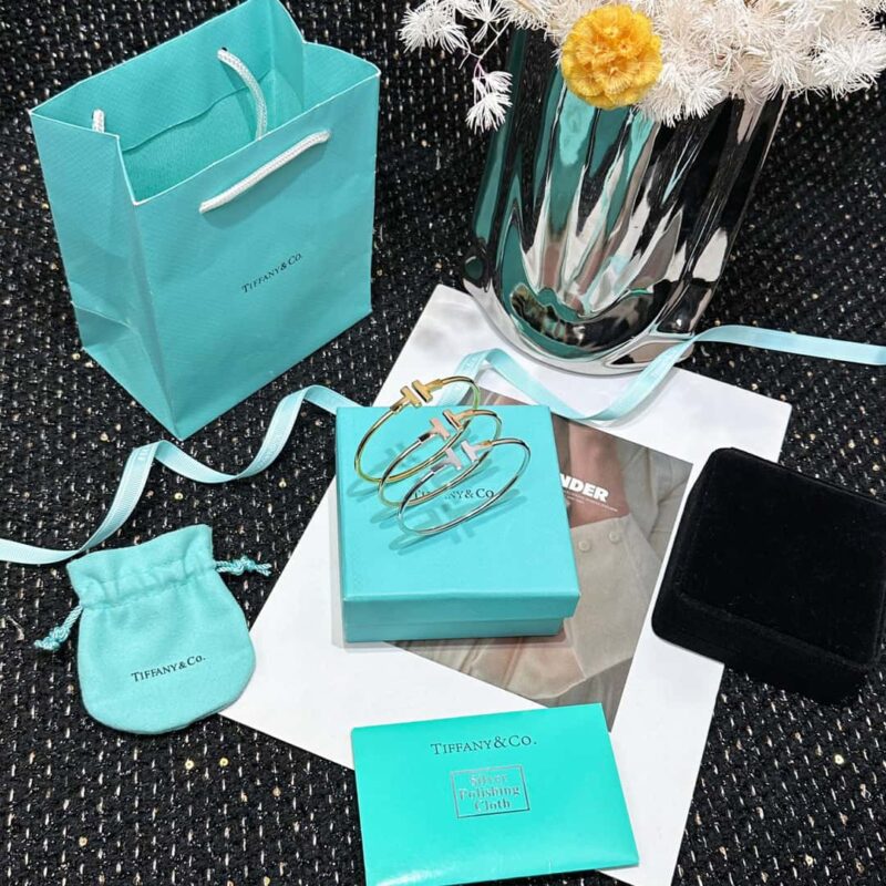 光面 ☀️Tiffany&co 蒂芙尼 经典款T字系列 光面银色玫瑰金双T手镯 ☀️ - Image 18