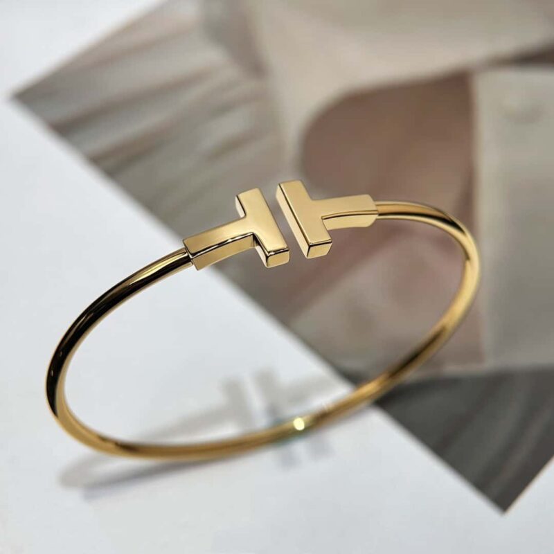 光面 ☀️Tiffany&co 蒂芙尼 经典款T字系列 光面银色玫瑰金双T手镯 ☀️ - Image 19