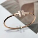 光面 ☀️Tiffany&co 蒂芙尼 经典款T字系列 光面银色玫瑰金双T手镯 ☀️