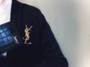 YSL / SLP  YSL字母logo 金色徽标胸针