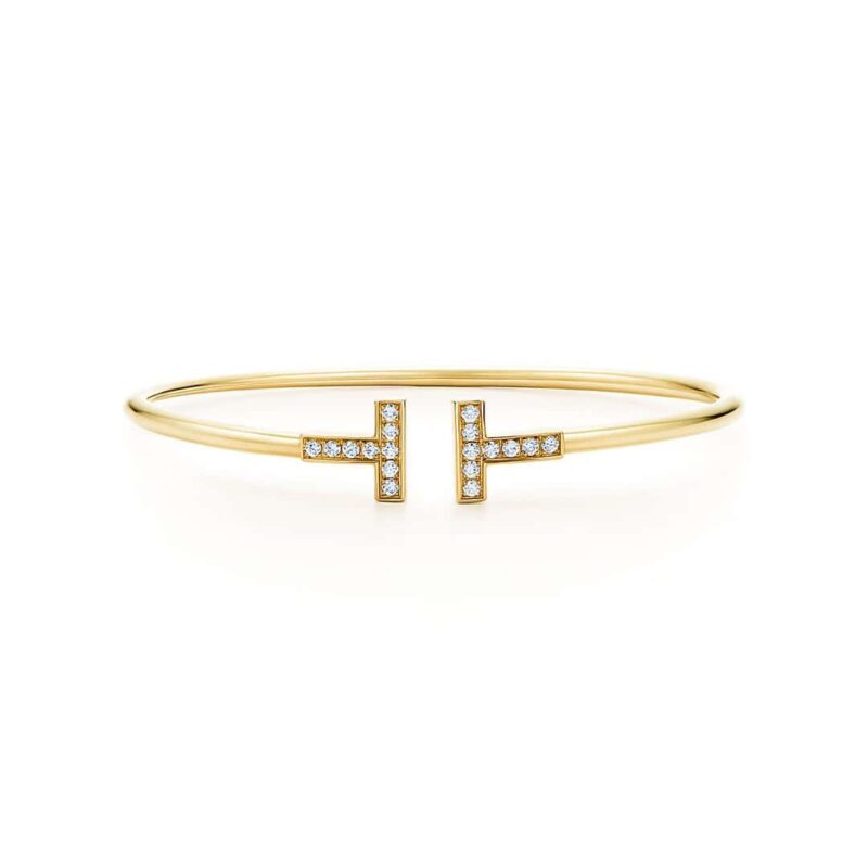 带钻 ☀️Tiffany&co 蒂芙尼 经典款T字系列 带钻银色玫瑰金双T手镯 ☀️ - Image 6