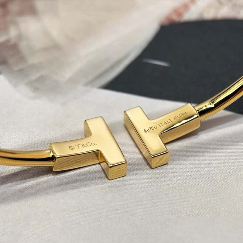 带钻 ☀️Tiffany&co 蒂芙尼 经典款T字系列 带钻银色玫瑰金双T手镯 ☀️ - Image 27