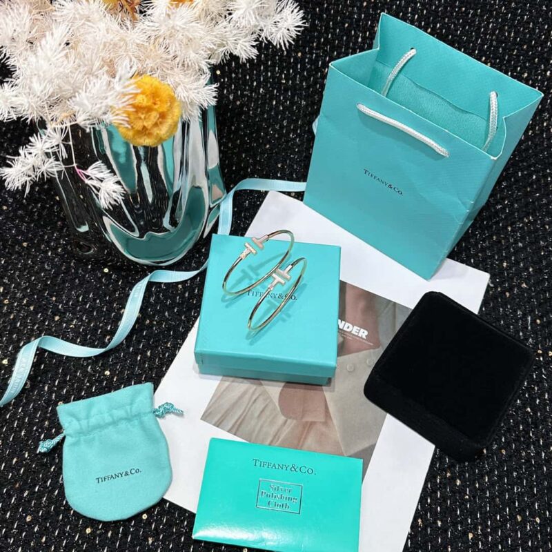 双白贝款 白贝带钻款☀️原单货 ☀️Tiffany&co 蒂芙尼 经典款T字系列 白贝带钻银色玫瑰金双T手镯 ☀️ - Image 20