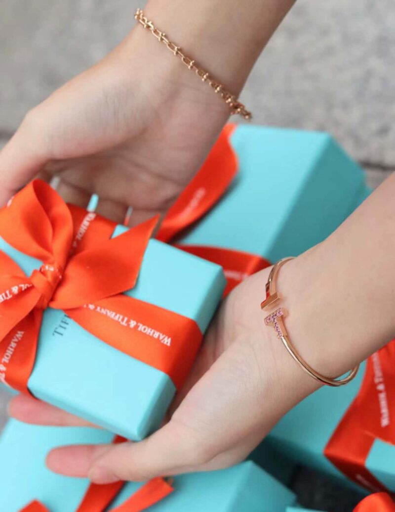 粉钻款☀️Tiffany&co 蒂芙尼 经典款T字系列 绿松石带钻玫瑰金双T手镯 ☀️ - Image 7