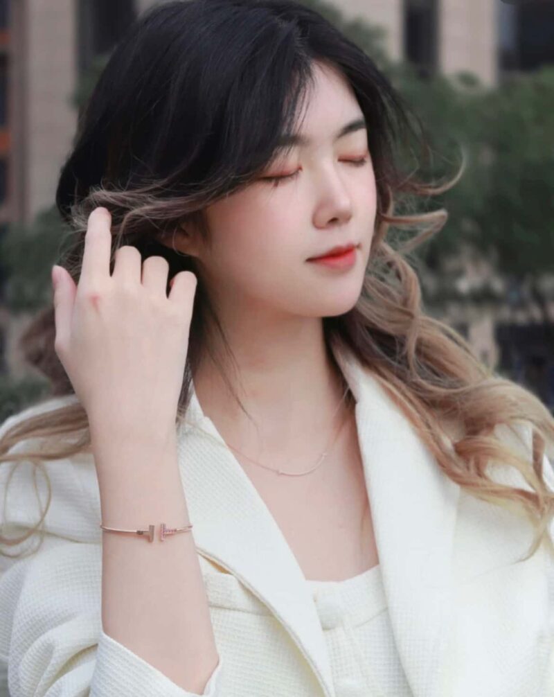 粉钻款☀️Tiffany&co 蒂芙尼 经典款T字系列 绿松石带钻玫瑰金双T手镯 ☀️ - Image 10