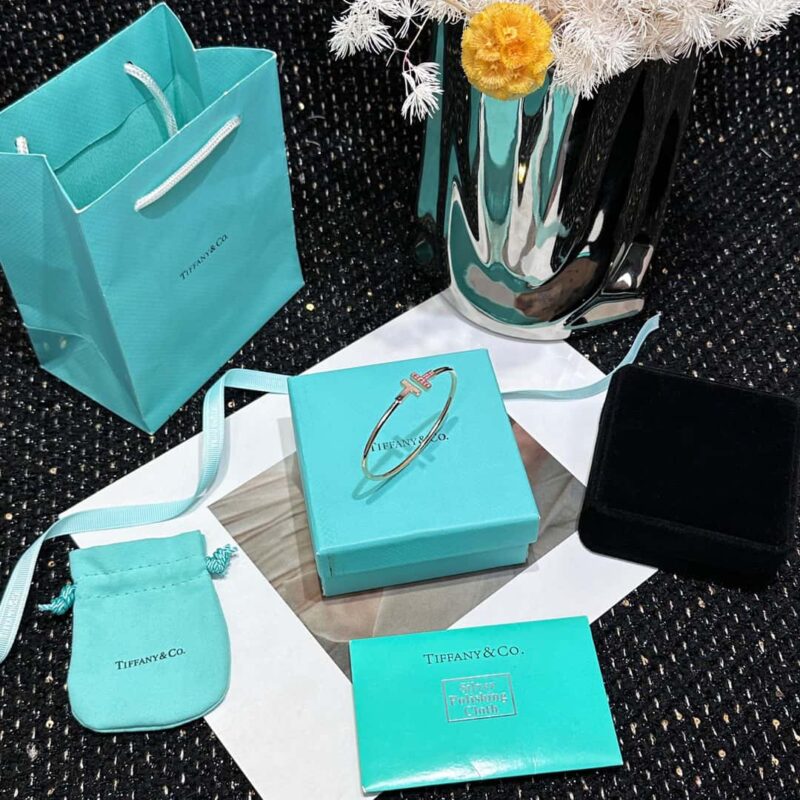 粉钻款☀️Tiffany&co 蒂芙尼 经典款T字系列 绿松石带钻玫瑰金双T手镯 ☀️ - Image 12