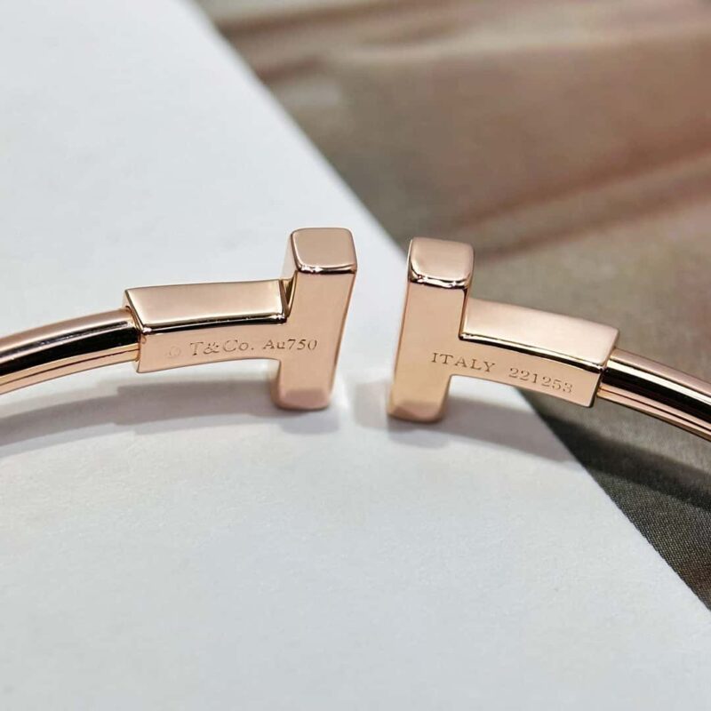 粉钻款☀️Tiffany&co 蒂芙尼 经典款T字系列 绿松石带钻玫瑰金双T手镯 ☀️ - Image 17