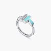 ☀️Tiffany&co 蒂芙尼 经典款T字系列 绿松石带钻银色双T戒指 ☀️