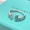 ☀️Tiffany&co 蒂芙尼 经典款T字系列 绿松石带钻银色双T戒指 ☀️