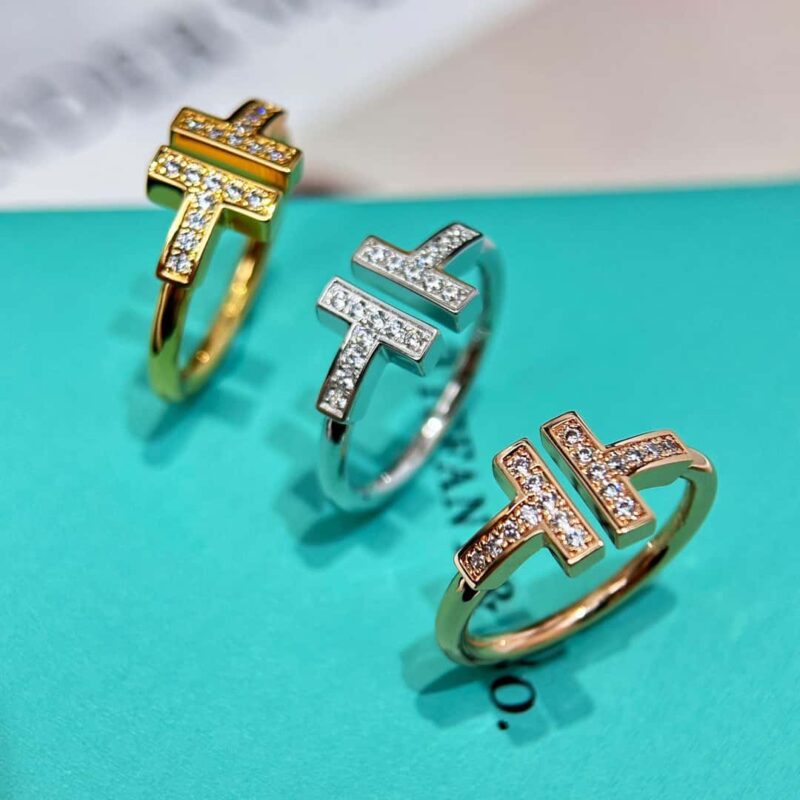 （5钻）☀️Tiffany&co 蒂芙尼 经典款T字系列 5钻双T戒指 ☀️ - Image 6