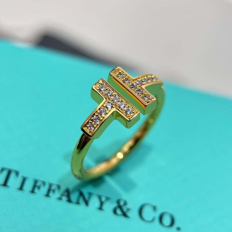 （5钻）☀️Tiffany&co 蒂芙尼 经典款T字系列 5钻双T戒指 ☀️ - Image 9