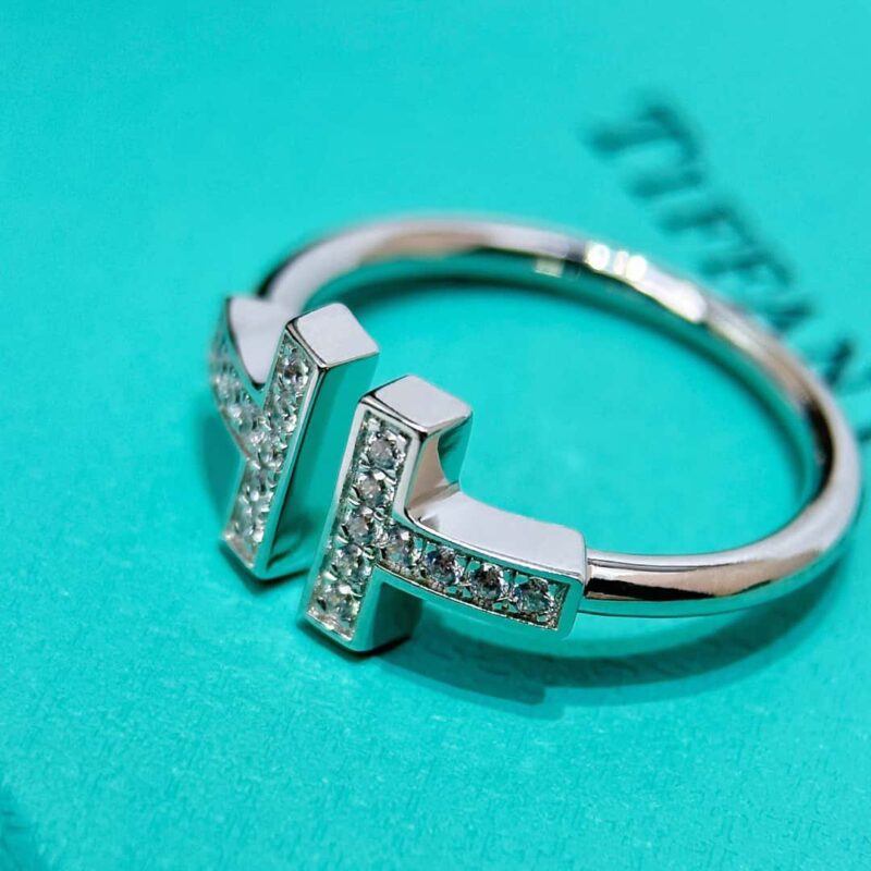 （5钻）☀️Tiffany&co 蒂芙尼 经典款T字系列 5钻双T戒指 ☀️ - Image 12