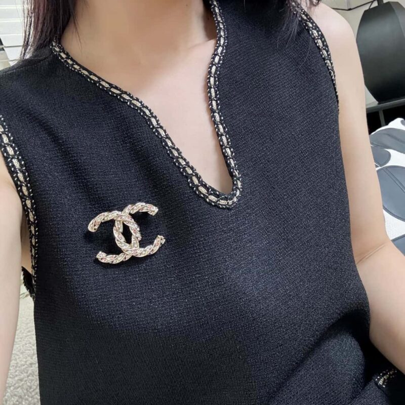 ☀️☑️ 香奈儿双c粉钻珍珠胸针 - Image 7