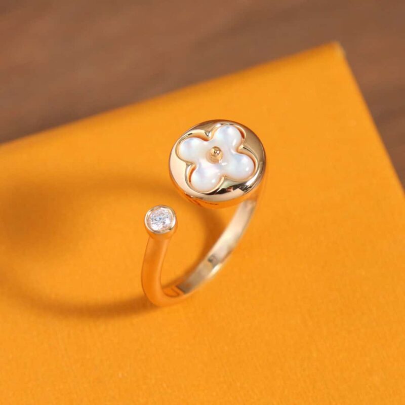 ☀Louis Vuitton 路易威登COLOR BLOSSOM MINI STAR 粉贝 白贝钻石戒指 - Image 9