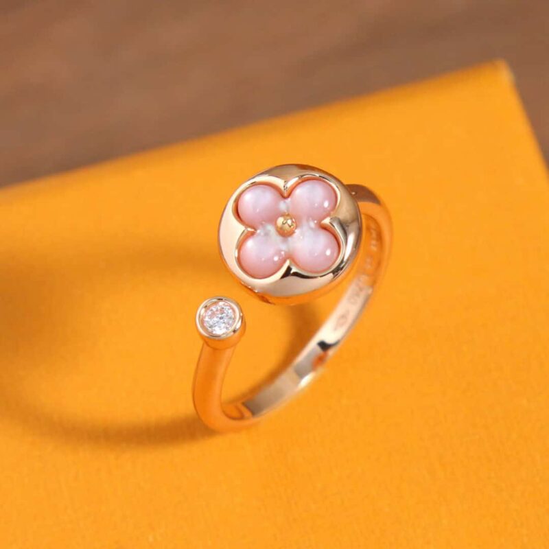 ☀Louis Vuitton 路易威登COLOR BLOSSOM MINI STAR 粉贝 白贝钻石戒指 - Image 10