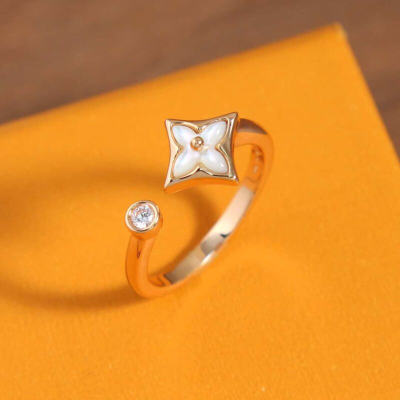 ☀Louis Vuitton 路易威登COLOR BLOSSOM MINI STAR 粉贝 白贝钻石戒指 - Image 11