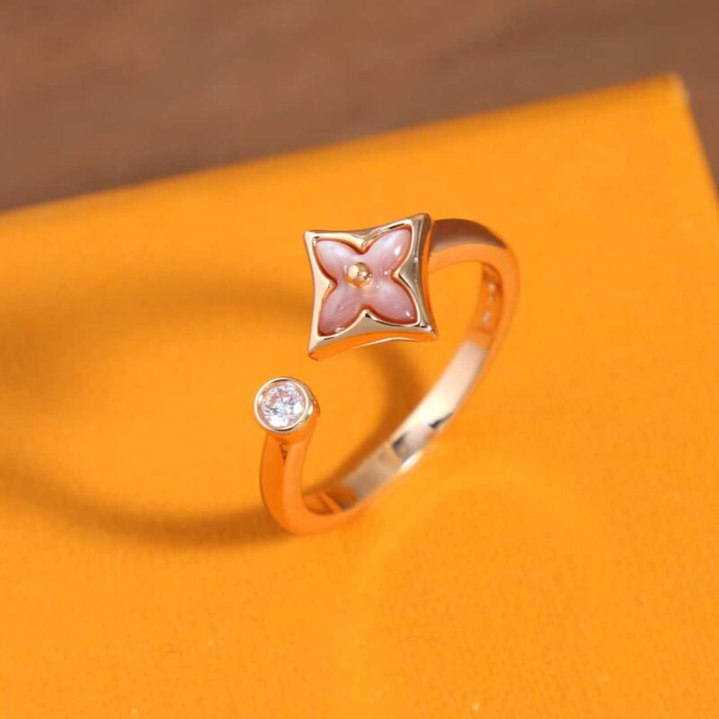 ☀Louis Vuitton 路易威登COLOR BLOSSOM MINI STAR 粉贝 白贝钻石戒指 - Image 12