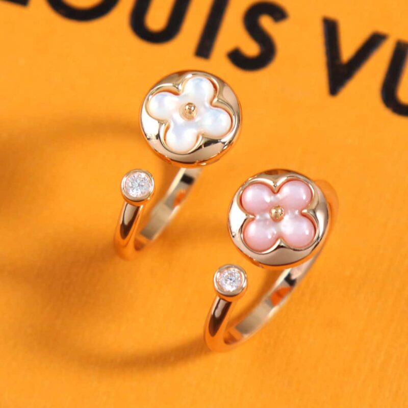 ☀Louis Vuitton 路易威登COLOR BLOSSOM MINI STAR 粉贝 白贝钻石戒指 - Image 13