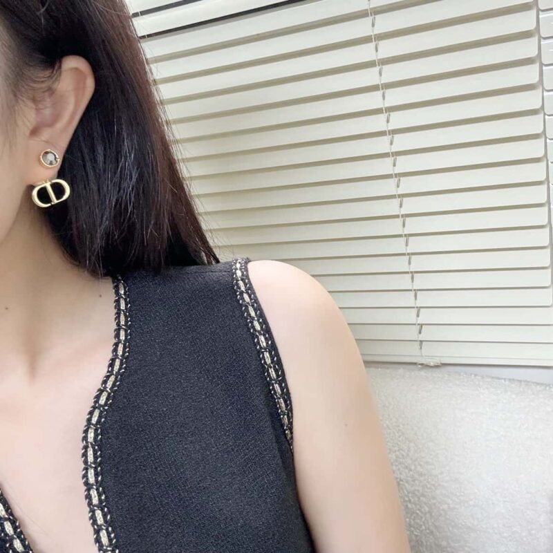 ☑️DIOR迪奥CD珍珠黑钻耳钉耳环 - Image 6