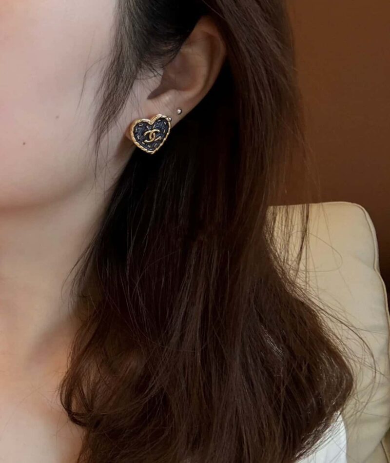 香奈儿耳钉耳环 ☀️☑️ 香奈儿c1双c桃心爱心耳钉耳环 ☀️ - Image 15