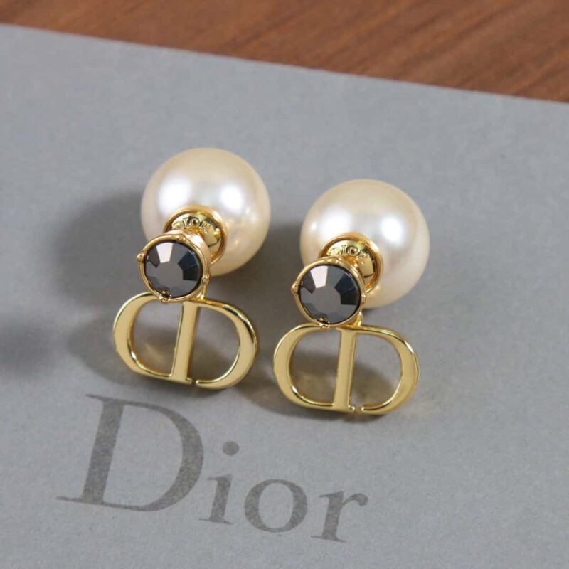 ☑️DIOR迪奥CD珍珠黑钻耳钉耳环 - Image 15