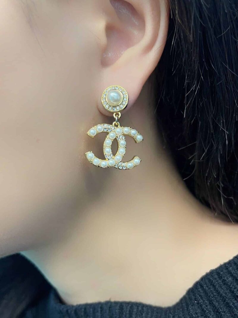 CHANEL香奈儿双c珍珠耳钉耳环