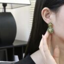 ☑️DIOR迪奥八芒星孔雀石罗盘耳钉耳环