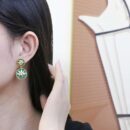 ☑️DIOR迪奥八芒星孔雀石罗盘耳钉耳环