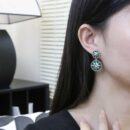 ☑️DIOR迪奥八芒星孔雀石罗盘耳钉耳环