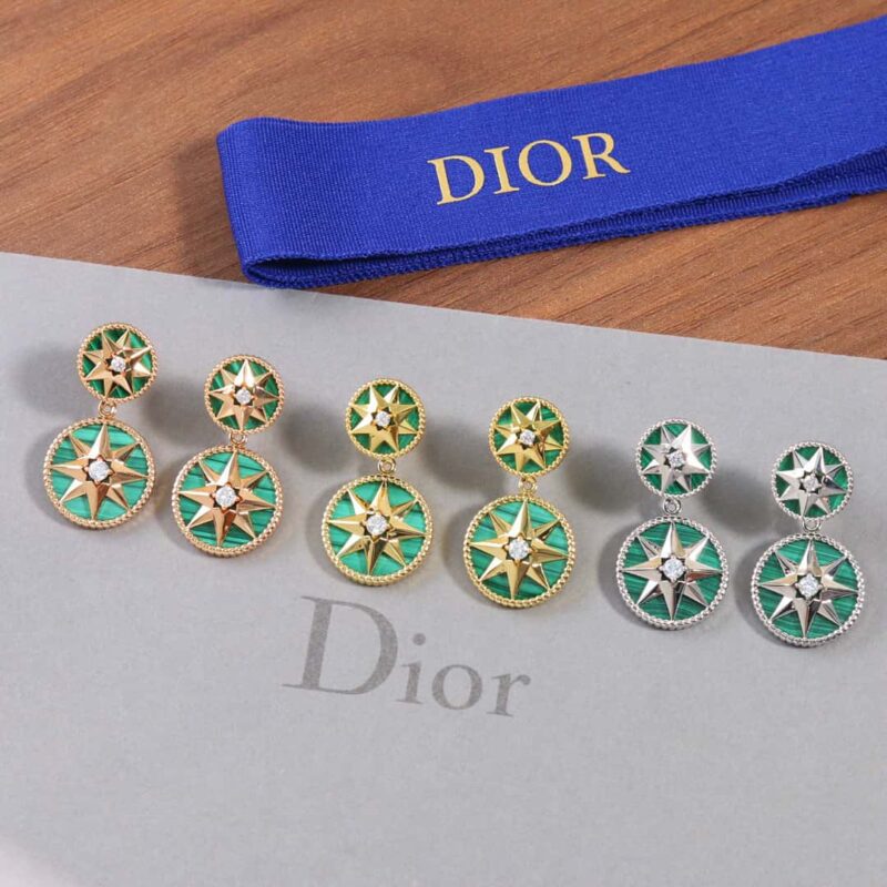 ☑️DIOR迪奥八芒星孔雀石罗盘耳钉耳环 - Image 8