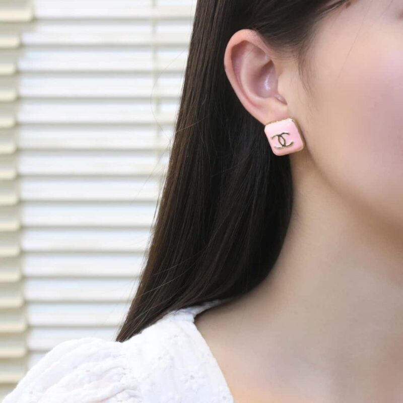 ☀️☑️ 香奈儿c1双c方形滴油耳环耳钉 - Image 7