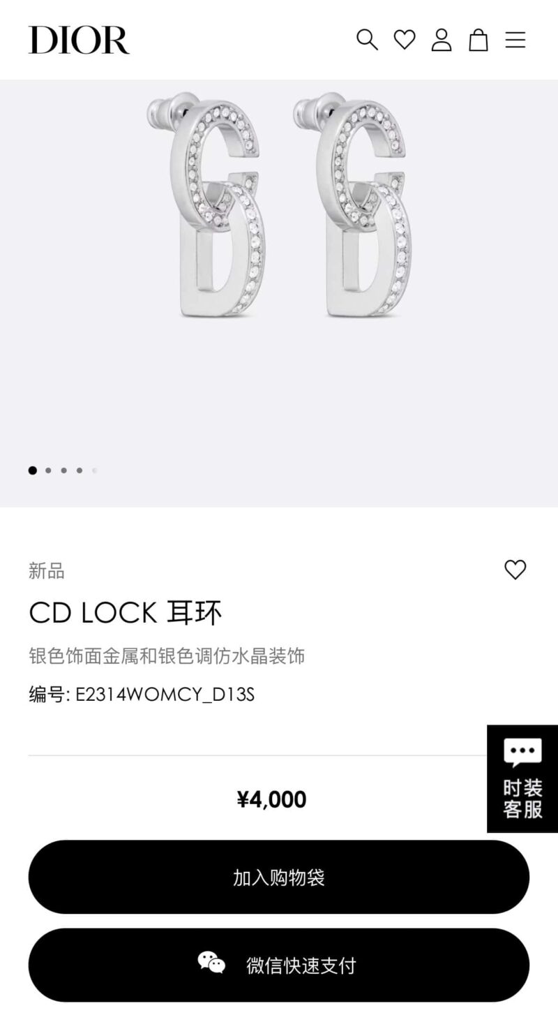 ☑️DIOR迪奥银色CD边钻耳钉耳环 - Image 4