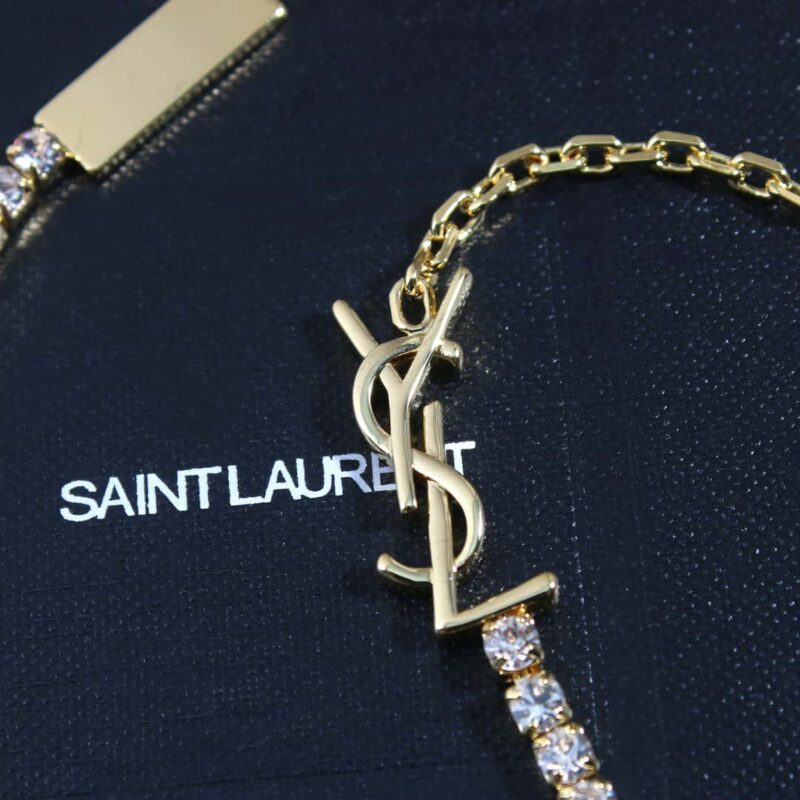 Saint Laurent圣罗兰金色满钻YSL项链 - Image 10