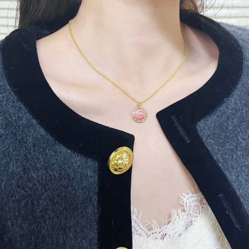 ☑️DIOR迪奥黑色粉色CD项链 - Image 7