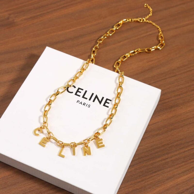 Celine瑟琳流苏金色字母项链