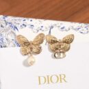 ☑️DIOR迪奥金色蝴蝶珍珠CD耳钉耳环