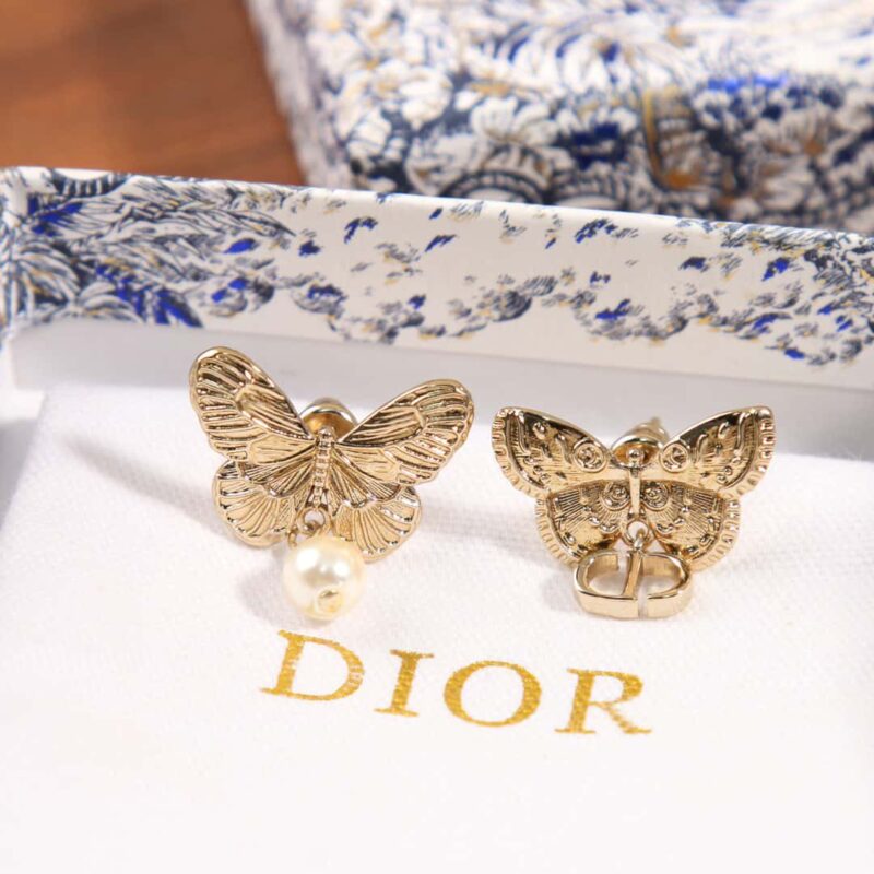 ☑️DIOR迪奥金色蝴蝶珍珠CD耳钉耳环 - Image 15