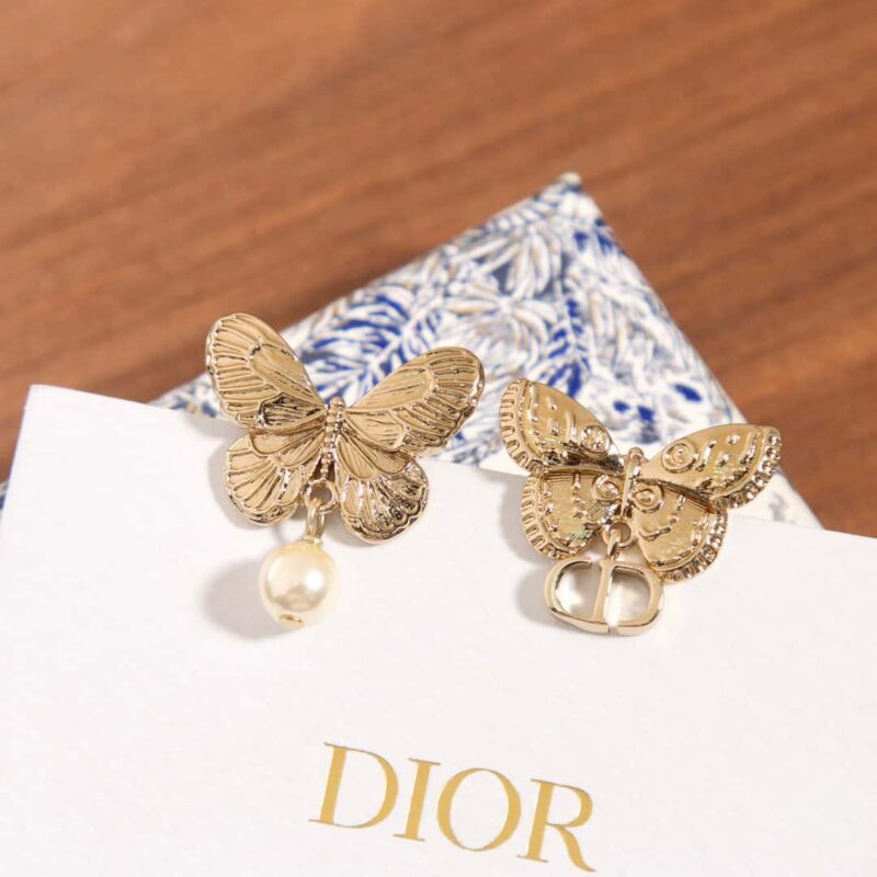 ☑️DIOR迪奥金色蝴蝶珍珠CD耳钉耳环 - Image 17