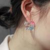 MIU MIU缪缪彩虹M字母耳钉耳环
